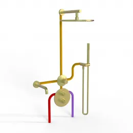 Комплект на 3 потребителя с термостатом Cox PAINI, для ванны/душа, брашированное золото PVD