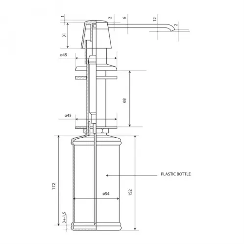 Дозатор для жидкого мыла PAINI ABS встраиваемый, хром (CR)