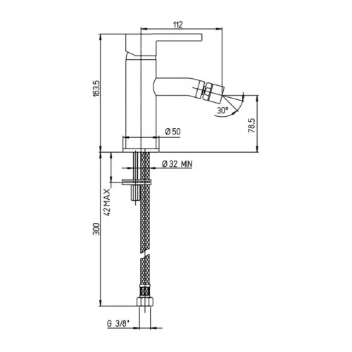 Смеситель для биде PAINI Brera без донного клапана, хром (CR)