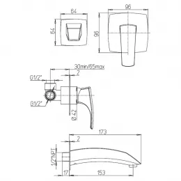 Смеситель для раковины PAINI Lady встраиваемый, никель pvd (PW)