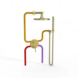 Комплект на 2 потребителя Cox PAINI, для душа, брашированное золото PVD