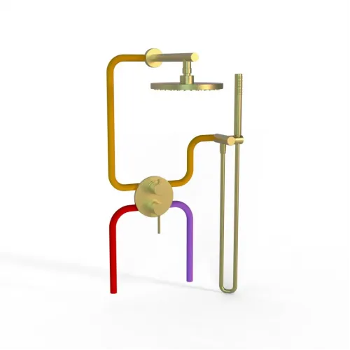 Комплект на 2 потребителя Cox PAINI, для душа, брашированное золото PVD