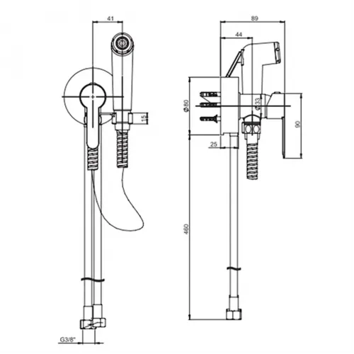 Накладной гигиенический душ PAINI Aosta внешний монтаж, хром (CR)