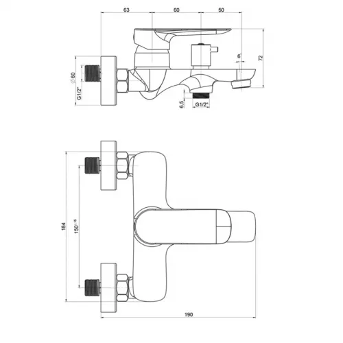 Комплект смесителей PAINI Garda 3в1, для раковины и ванны с лейкой