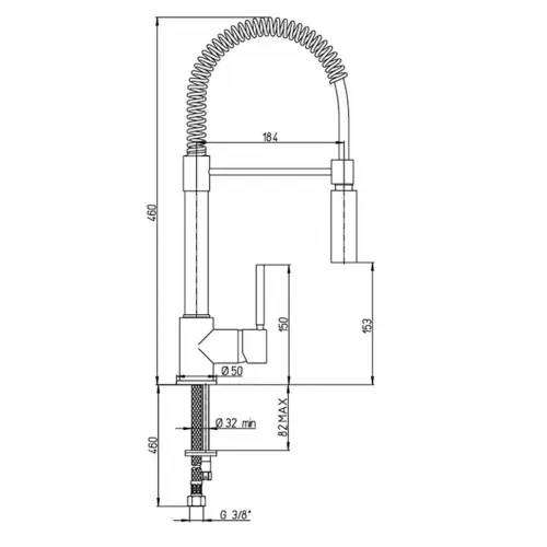 Смеситель для кухни PAINI Cox гибкий излив, хром (CR)