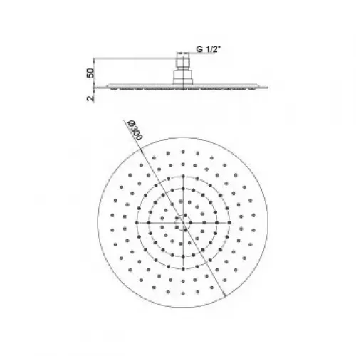 Верхний душ PAINI 300 мм, круглый, ультратонкий, хром (CR)