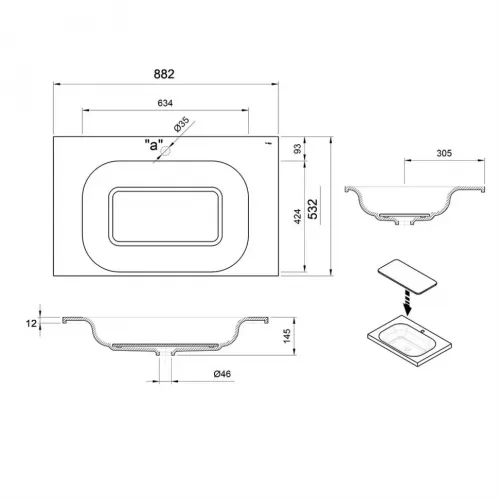 Раковина встраиваемая Sanitana SMOOTH 90
