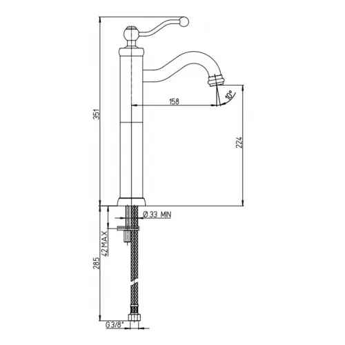 Смеситель для раковины PAINI Duomo без донного клапана, высокий, старая бронза (F3)
