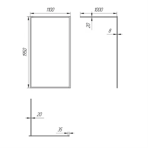 Душевая перегородка 110x195 рисунок рамка