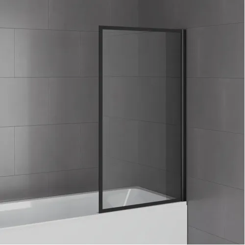 Душевая шторка на ванну Screen 70 см, неподвижная, принт рамка, профиль черный