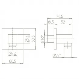 Вывод для воды PAINI квадратный, черный