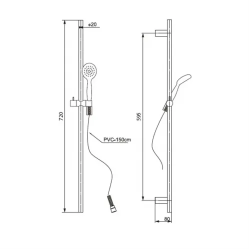 Душевой гарнитур PAINI Bergamo R, 700 мм, хром