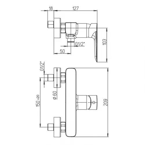 Смеситель для душа PAINI Nove, хром (CR)