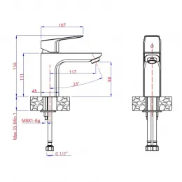 Смеситель для раковины PAINI Viva Style без донного клапана, хром (CR)