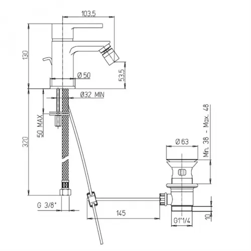 Смеситель для биде PAINI Arena, хром (CR)