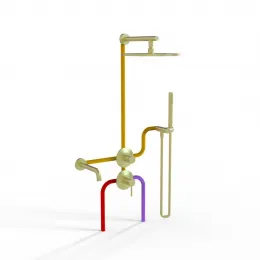 Комплект на 3 потребителя Cox PAINI, для ванны/душа, брашированное золото PVD