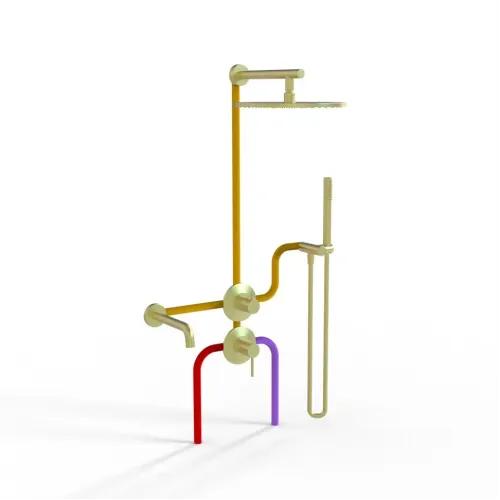 Комплект на 3 потребителя Cox PAINI, для ванны/душа, брашированное золото PVD