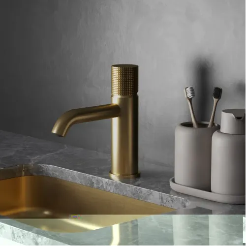 Смеситель для раковины PAINI Cox Grip без донного клапана, брашированное золото PVD (PJ)