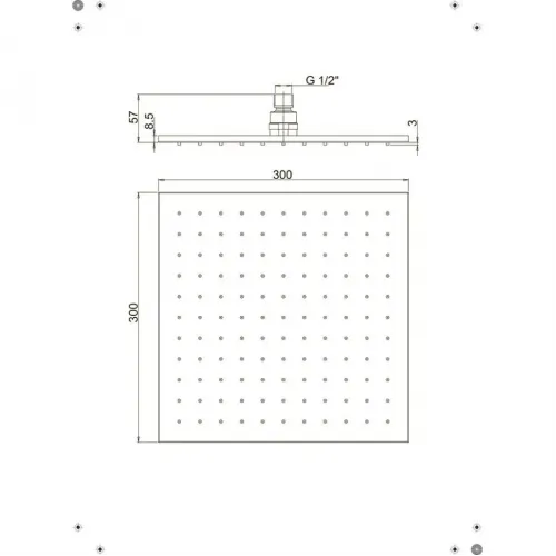 Верхний душ PAINI 300 мм, квадратный, хром (CR)