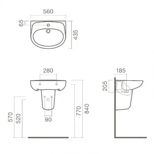 Раковина подвесная Sanitana MUNIQUE 56