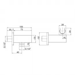 Вывод для воды PAINI квадратный, хром (CR)