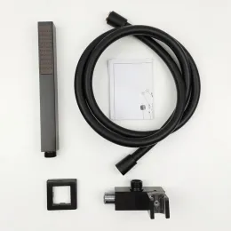 Комплект ручной лейки PAINI квадратный, черный брашированный PVD (PZ)