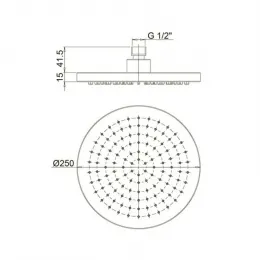 Верхний душ PAINI 250 мм, круглый, пластик, хром (CR)