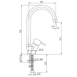 Смеситель для кухни PAINI Cox 78CR570PKM, хром (CR)