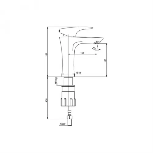 Смеситель для раковины PAINI Verona без донного клапана, хром (CR)
