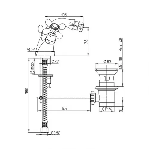 Смеситель для биде PAINI Liberty, хром (CR)