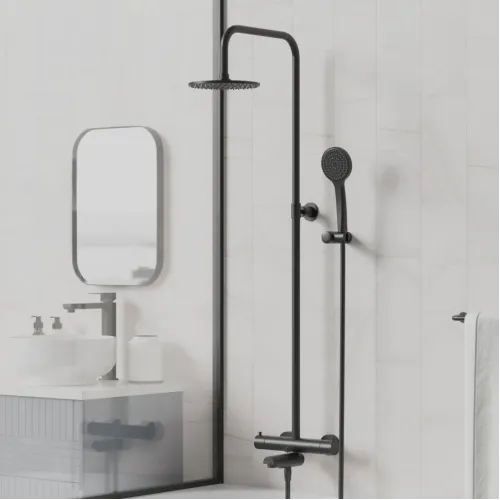 Душевая система PAINI COX с термостатом и изливом, черный (YO)