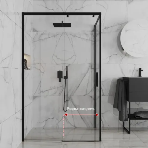 Душевое ограждение 120х80 см PAINI Dax, прямоугольное, раздвижное, универсальное, черный (YO)