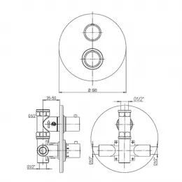 Смеситель для душа PAINI Cox встраиваемый с термостатом, хром (CR)