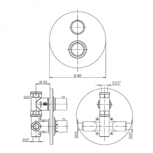 Смеситель для душа PAINI Cox встраиваемый с термостатом, хром (CR)