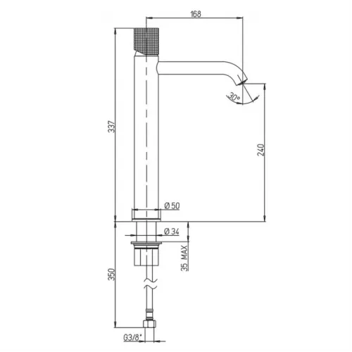 Смеситель для раковины PAINI Cox Grip без донного клапана, высокий, черный брашированный PVD (PZ)