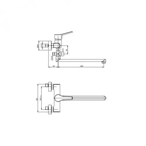 Смеситель для ванны PAINI Messina с длинным изливом без аксессуара, хром (CR)