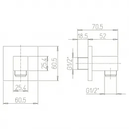 Вывод для воды PAINI квадратный, черный брашированный PVD (PZ)