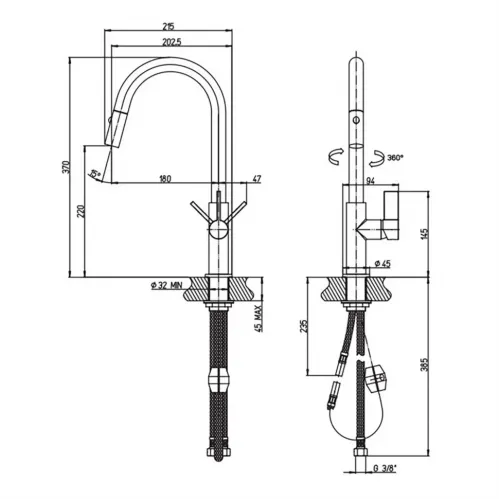 Смеситель для кухни PAINI Cox выдвижной излив, хром (CR)