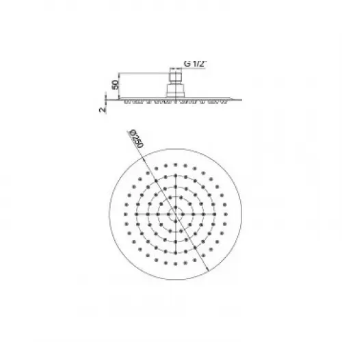 Верхний душ PAINI 250 мм, круглый, ультратонкий, хром (CR)