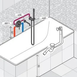 Комплект на 2 потребителя Cox PAINI, для ванны с ручным душем, черный брашированный PVD
