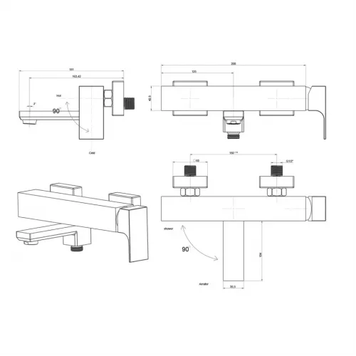 Смеситель для ванны PAINI Grazia без аксессуара, хром (CR)