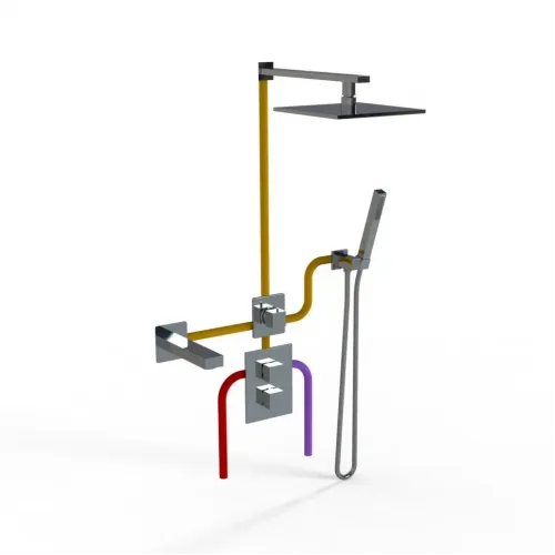 Комплект на 3 потребителя с термостатом Grazia PAINI, для ванны/душа, хром