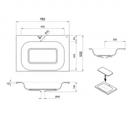 Раковина встраиваемая Sanitana SMOOTH 80