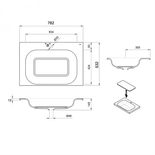 Раковина встраиваемая Sanitana SMOOTH 80