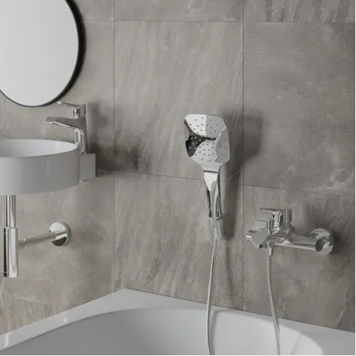 Душевой комплект: лейка, шланг, держатель PAINI Pescara, хром (CR)