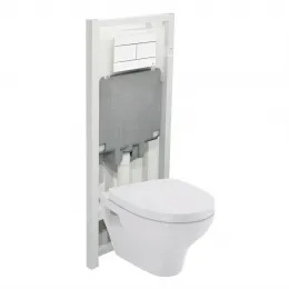 Комплект подвесного унитаза Pop 4 в 1, кнопка белая