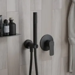 Комплект ручной лейки для встройки со шлангом, черный (YO)