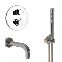 Комплект на 2 потребителя с термостатом Cox PAINI, для ванны с ручным душем, хром