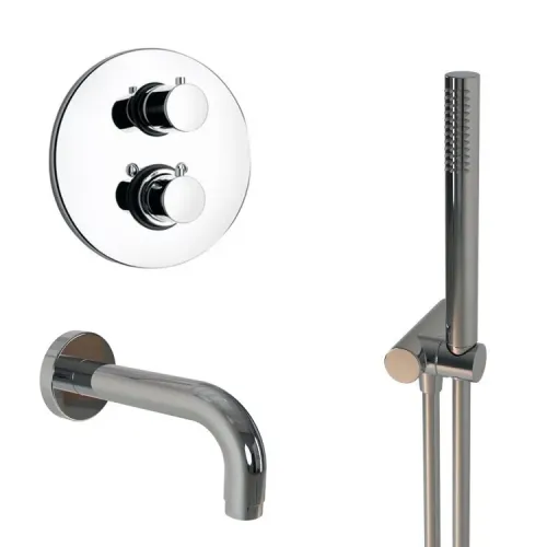 Комплект на 2 потребителя с термостатом Cox PAINI, для ванны с ручным душем, хром