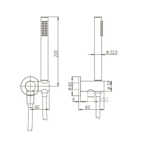 Комплект ручной лейки PAINI, 53CR440TTP4, хром (CR)